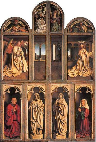 Jan Van Eyck Closed view, back panels oil painting picture